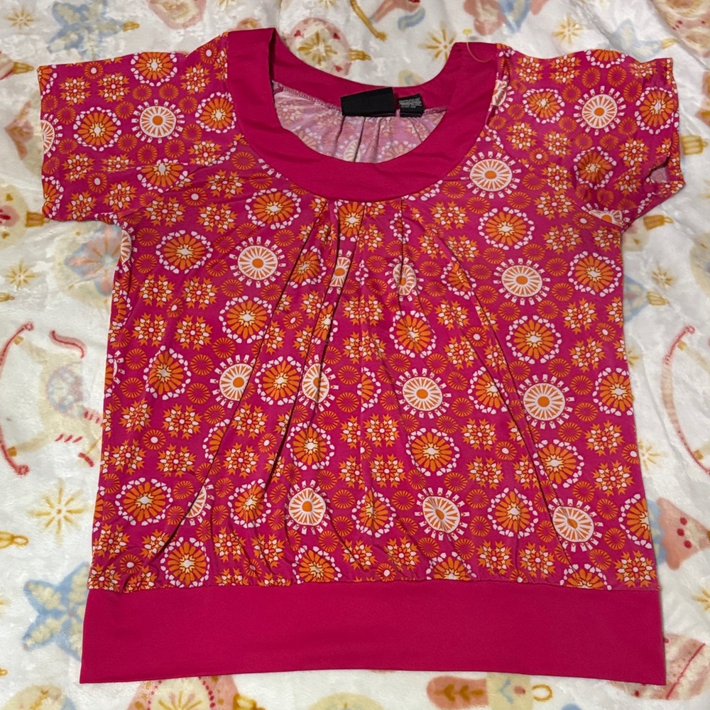 Vibrant Pink Floral Women's Blouse